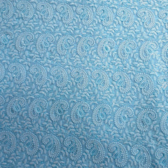 Embroidered Artic Blue Hakoba Georgette Fabric with Sequins Threadwork