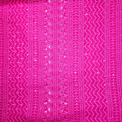 Yasna Embroidered Rani Pink Hakoba Georgette Fabric with Sequins and Threadwork