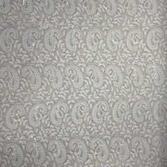 Embroidered Grey Hakoba Georgette Fabric with Sequins Threadwork