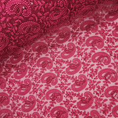 Embroidered Maroon Hakoba Georgette Fabric with Sequins Threadwork