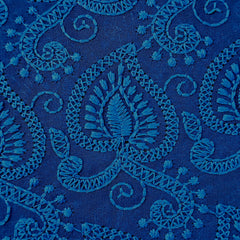 Embroidered Midnight Hakoba Georgette Fabric with Threadwork on Georgette Fabric