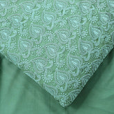 Embroidered Fern Green Hakoba Georgette Fabric with Threadwork on Georgette Fabric