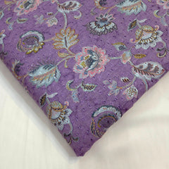 Lavender Digital Floral Print on Hakoba Cotton Fabric