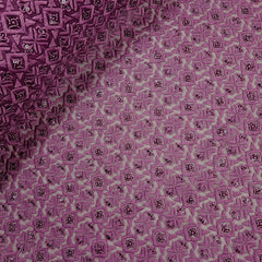 Embroidered Mauve Purple Hakoba Georgette Fabric with Sequins, Geometric and Floral Threadwork