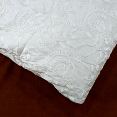 Dyeable Embroidered Hakoba Cotton Fabric with Floral Motifs
