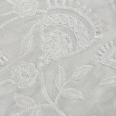 Dyeable Embroidered Hakoba Cotton Fabric with Floral Motifs
