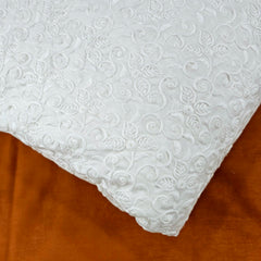 Dyeable Embroidered Hakoba Cotton Fabric with Floral and Vine Motifs