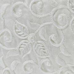 Dyeable Embroidered Hakoba Cotton Fabric with Floral and Vine Motifs