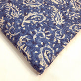Indigo Blue Digital Floral Print on Hakoba Cotton Fabric