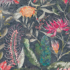 Charcoal Grey Digital Floral Print on Hakoba Cotton Fabric