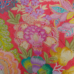 Soft Fiery Rose Pink Digital Floral Print on Hakoba Cotton Fabric