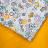 Soft White Digital Nature Print on Hakoba Cotton Fabric