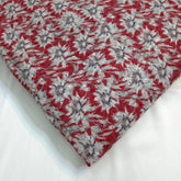 Dull Red Color Digital Floral Print on Hakoba Cotton Fabric