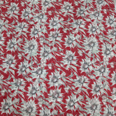Dull Red Color Digital Floral Print on Hakoba Cotton Fabric