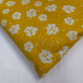 Bright Yellow Color Digital Floral Print on Hakoba Cotton Fabric