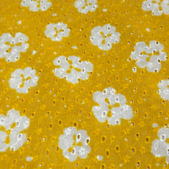 Bright Yellow Color Digital Floral Print on Hakoba Cotton Fabric