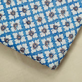 Classic Indigo Blue Digital Floral Print on Hakoba Cotton Fabric