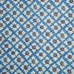 Classic Indigo Blue Digital Floral Print on Hakoba Cotton Fabric