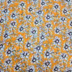 Mango Yellow Color Digital Floral Print on Hakoba Cotton Fabric
