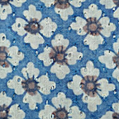 Classic Indigo Blue Digital Floral Print on Hakoba Cotton Fabric