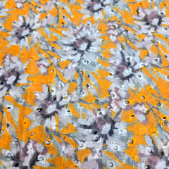 Mango Yellow Color Digital Floral Print on Hakoba Cotton Fabric