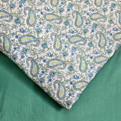Soft White Digital Print on Hakoba Cotton Fabric with Paisley patterns