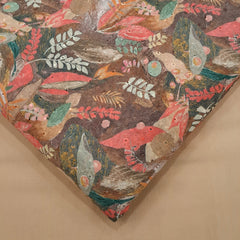 Soft Brown Digital Floral Print on Hakoba Cotton Fabric