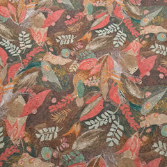 Soft Brown Digital Floral Print on Hakoba Cotton Fabric