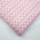 Digital Floral Print on Hakoba Cotton Fabric on Soft Pastel Pink Base