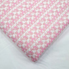 Digital Floral Print on Hakoba Cotton Fabric on Soft Pastel Pink Base