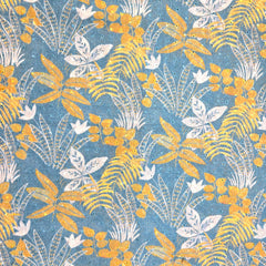 Floral Digital Print Hakoba on Soft Stone Green Cotton Fabric