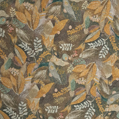 Digital Floral Print on Hakoba Cotton Fabric on Brown Base