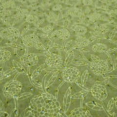 Soft Olive Green Digital Floral Print on Hakoba Cotton Fabric