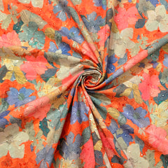 Floral Digital Print on Multicfolor Cotton Hakoba Fabric