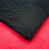 Embroidered Black Hakoba with Geometric and Floral Threadwork