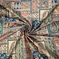 Floral & Paisley Digital Print on Multicfolor Cotton Hakoba Fabric