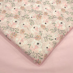 Soft Light Pink Digital Floral Print on Hakoba Cotton Fabric