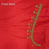 Ember Gold Zari Handwork on Deep Coral-Red Base Blouse Fabric
