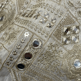 Dyeable Shimmer Tissue Fabric with all over Geometric & Floral Mirror, Zari & Sequin Work