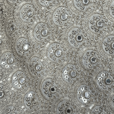 Dyeable Shimmer Tissue Fabric with Scalloped Mirror & Sequin Work