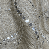 Dyeable Shimmer Tissue Fabric with Wavy Mirror & Sequin Work