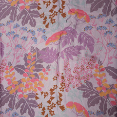 Mridu Digitally Printed Modal Satin Fabric on Lilac / Soft Lavendar Base with delicate floral motifs
