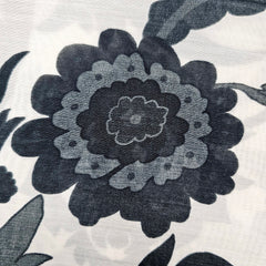Muslin Fabric with Digital Print and bold monochrome floral print