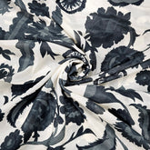 Muslin Fabric with Digital Print and bold monochrome floral print
