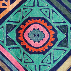 Boho Geometric Digital Print Multicolor Muslin Fabric