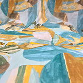 Abstract Digital Print Cool Blue & Yellow Tones Muslin Fabric