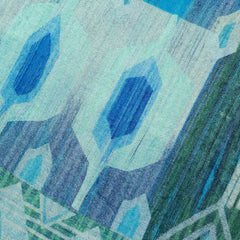 Abstract Digital Print Cool Blue & Green Tones Muslin Fabric