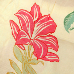Floral Digital Print On Cream Color Muslin Fabric