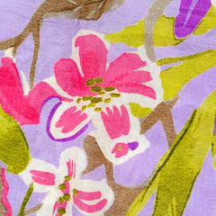 Floral Digital Print On Lavender Base Muslin Fabric