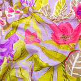 Floral Digital Print On Lavender Base Muslin Fabric